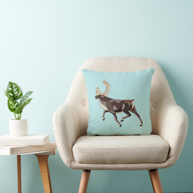 Folk Art Caribou/Reindeer Throw Pillow (Chair)