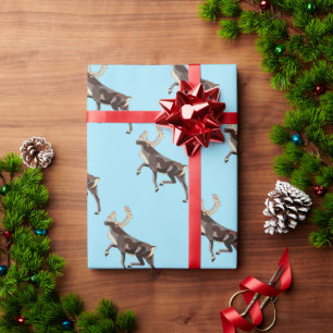 Folk Art Caribou/Reindeer Wrapping Paper