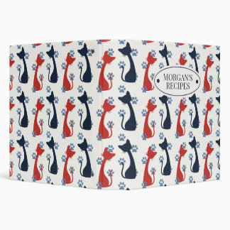 Folk Art Cat Pattern | Farmhouse Kitchen Recipe Binder