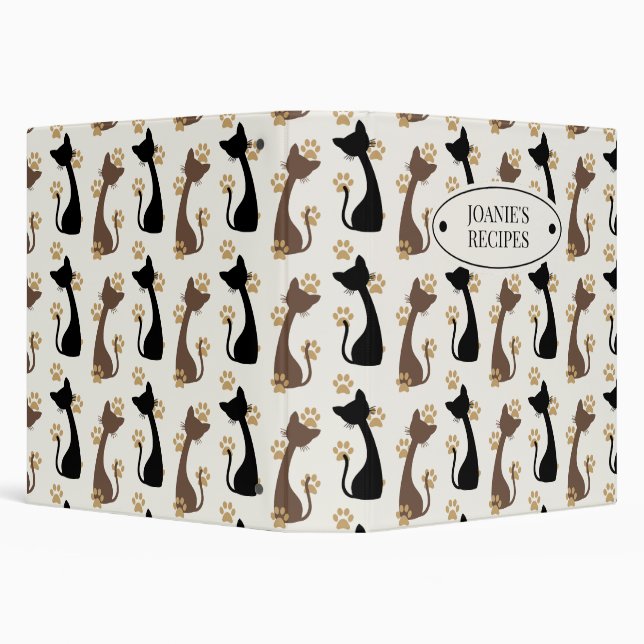 Folk Art Cat Pattern | Farmhouse Kitchen Recipe Binder (Background)