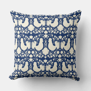 Folk art chicken floral pillow