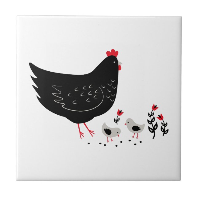 Folk Art Chickens Tile (Front)