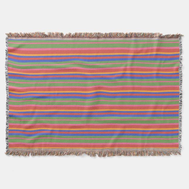 Folk Art Collection Brightly Striped Throw Blanket (Front)