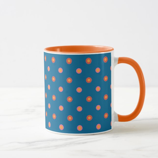 Folk Art Collection Polka Dots Ringer Coffee Mug (Right)