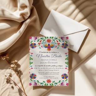 Folk Art Colorful Floral Fiesta Spanish Wedding Invitation