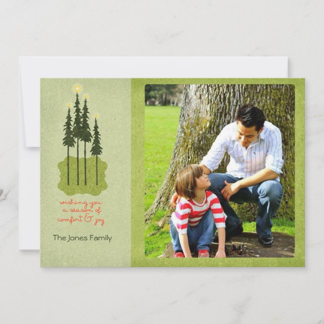Folk Art Comfort and Joy Christmas Photo Cards (Front)