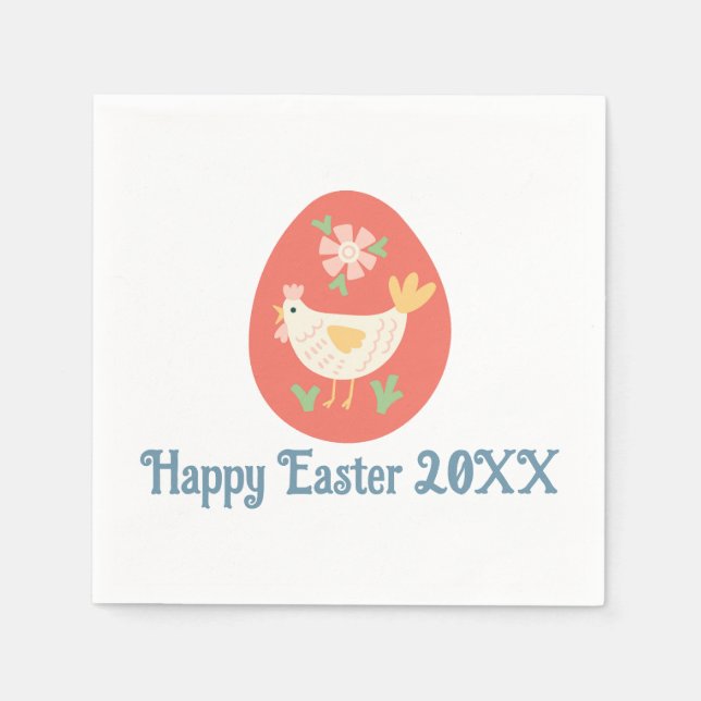 Folk Art Easter Egg Chicken Napkin (Front)
