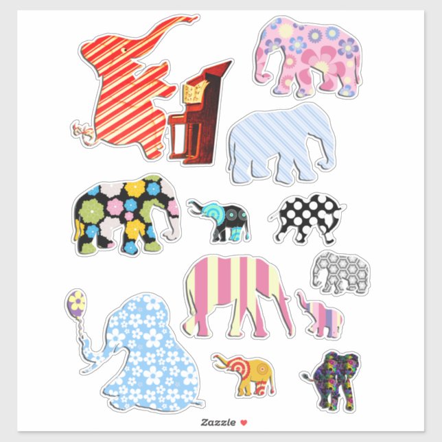 Folk Art Elephants animals jungle safari (Sheet)