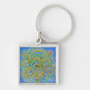 Folk Art Fantasy Pattern Keychain