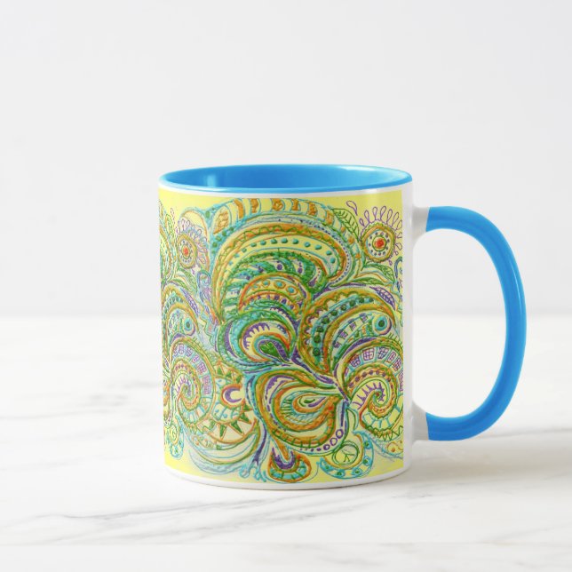 Folk Art Fantasy Pattern Mug (Right)