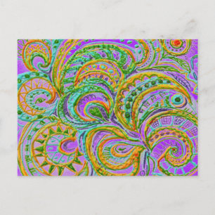 Folk Art Fantasy Pattern Postcard