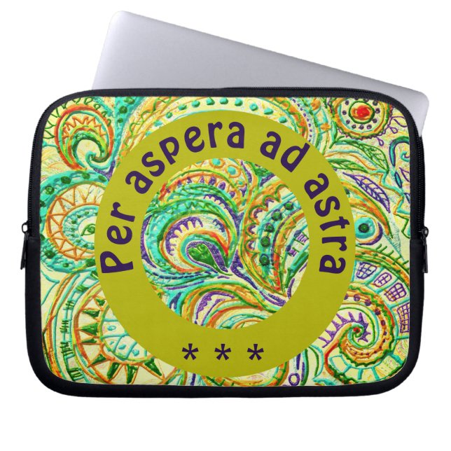 Folk Art Fantasy Pattern & Quote Laptop Sleeve (Front)
