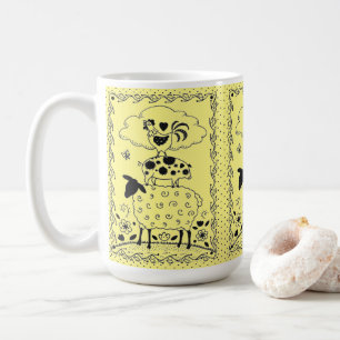 FOLK ART FARM ANIMALS SHEEP PIG ROOSTER Primitive Coffee Mug