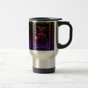 FOLK ART FARM ANIMALS SHEEP PIG ROOSTER Primitive Travel Mug