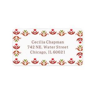 Folk Art Floral Border Cute Cozy Rustic Autumn Label