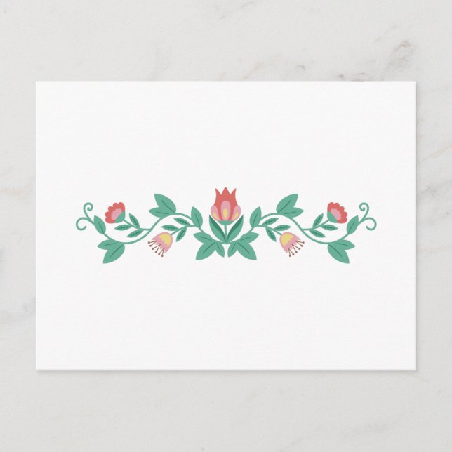 Folk Art Floral Border Postcard (Front)