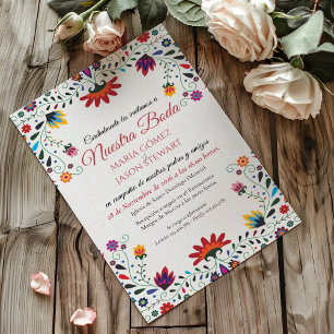 Folk Art Floral Botanical Fiesta Spanish Wedding Invitation