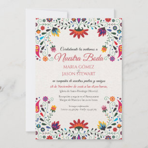 Folk Art Floral Botanical Fiesta Spanish Wedding Invitation