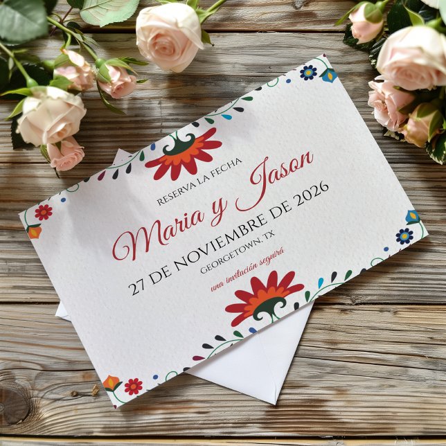 Folk Art Floral Botanical Fiesta Spanish Wedding Save The Date (Folk Art Floral Botanical Fiesta Spanish Wedding Save The Date)