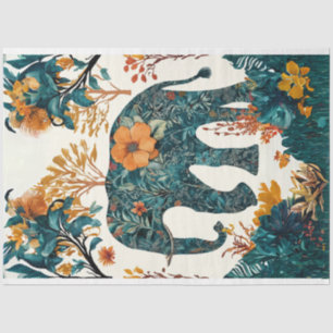 Folk Art Floral Elephant Decoupage Tissue Paper