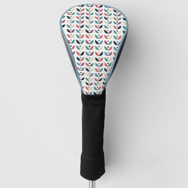 Folk Art Floral Geometric Pattern Golf Head Cover (Front)