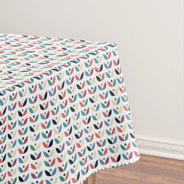 Folk Art Floral Geometric Pattern Tablecloth (In Situ)