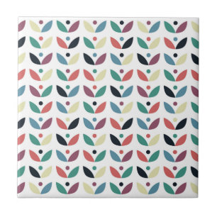 Folk Art Floral Geometric Pattern Tile