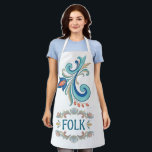 FOLK Art Floral Pattern Kitchen Apron<br><div class="desc">Add a touch of Scandinavian charm to your kitchen with this beautiful Rosemaling 'FOLK' art apron. Featuring vibrant aqua and blue floral scrolls inspired by traditional Norwegian folk patterns, this design celebrates heritage with a modern, fresh twist. Whether you're baking traditional treats or hosting a family dinner, this stylish and...</div>