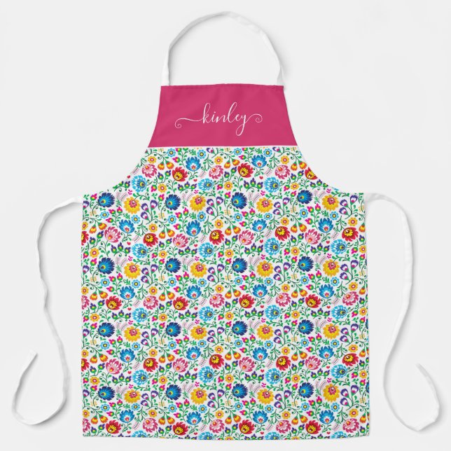 Folk Art Flower Pattern 2 Apron (Front)