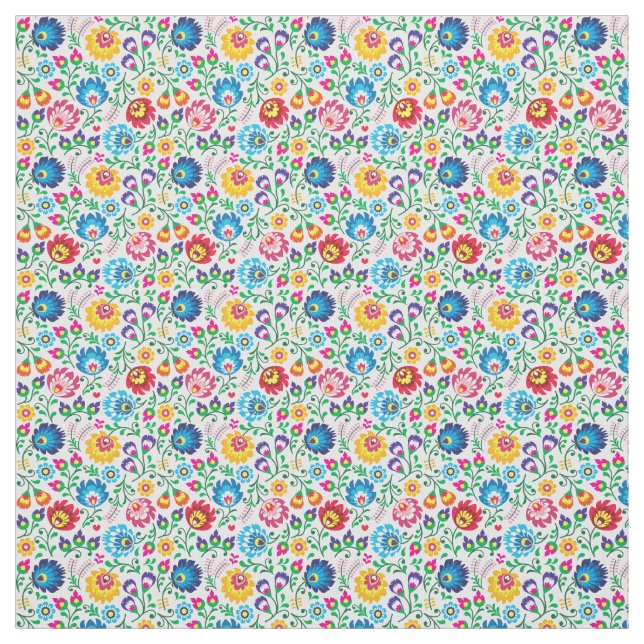 Folk Art Flower Pattern 2 Fabric (Swatch)