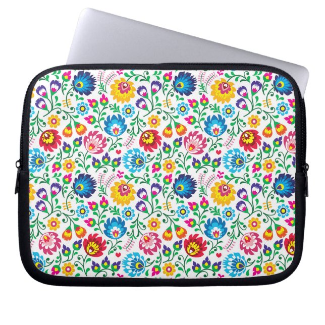 Folk Art Flower Pattern 2 Laptop Sleeve (Front)