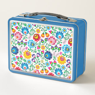 Folk Art Flower Pattern 2 Metal Lunch Box