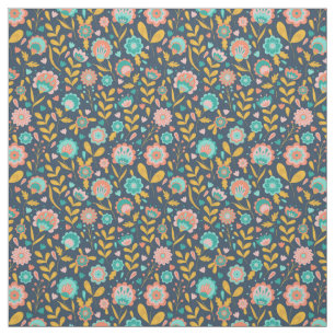 Folk Art Flower Pattern Fabric