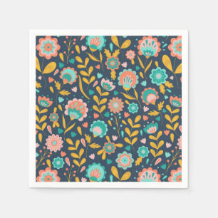 Folk Art Flower Pattern Napkin
