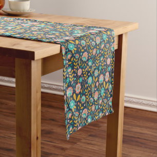 Folk Art Flower Pattern Short Table Runner