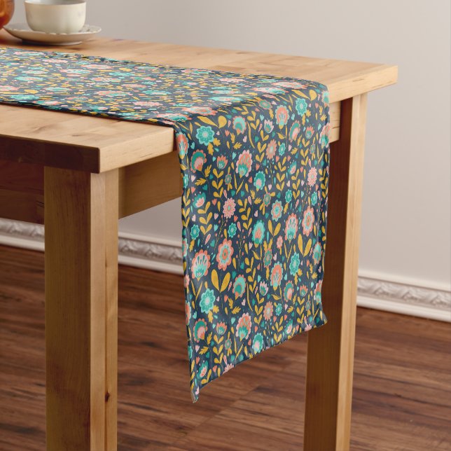 Folk Art Flower Pattern Short Table Runner (In Situ)