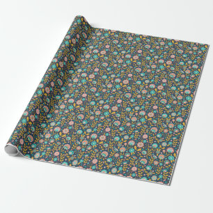 Folk Art Flower Pattern Wrapping Paper