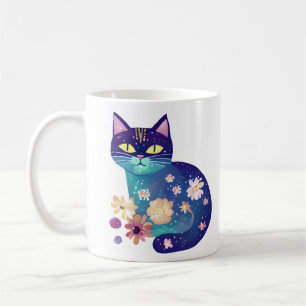 Folk Art Flowers and Cat Mom Coffee Mug