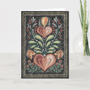 Folk Art flowers and hearts Card