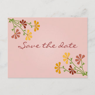 Folk Art Flowers Save the Date Postcard