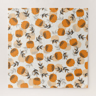 Folk Art Flowers Scandinavian Style Jigsaw Puzzle