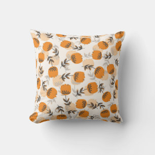 Folk Art Flowers Scandinavian Style Throw Pillow