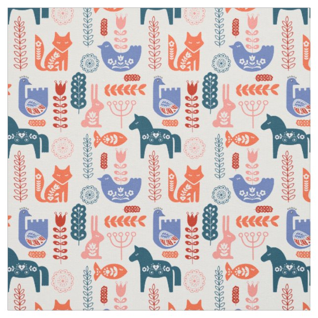 Folk Art Forest Animal Nursery Fabric (Swatch)