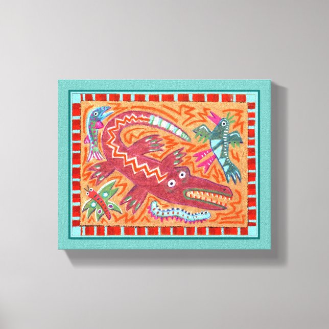 Folk Art Gator Canvas Print (Front)