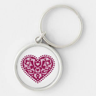 Folk Art Heart Keychain