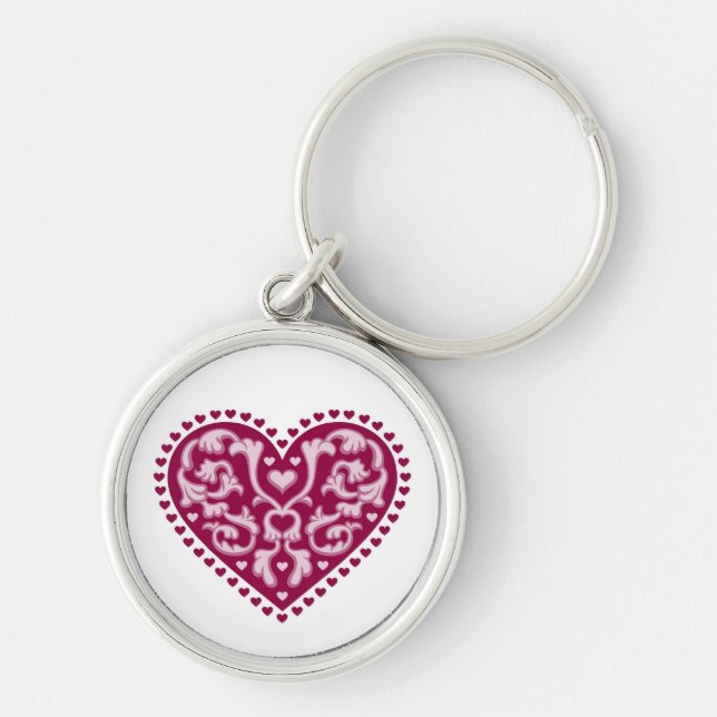 Folk Art Heart Keychain (Front)