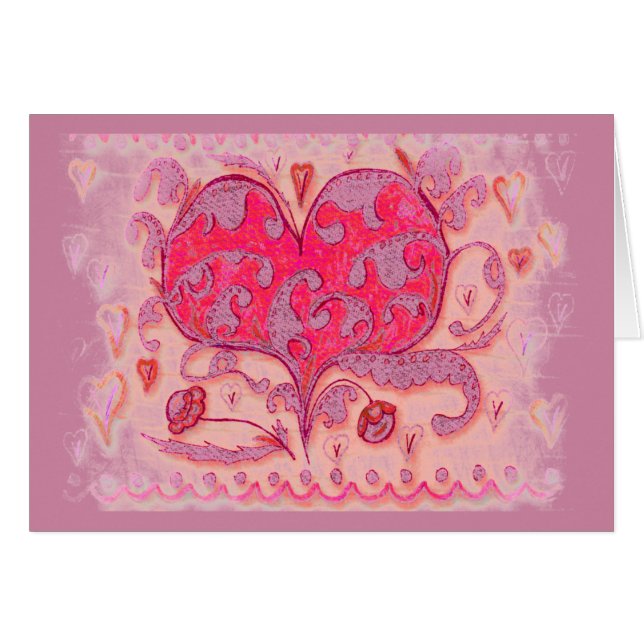 Folk Art Heart with leaves and flowers (Front Horizontal)