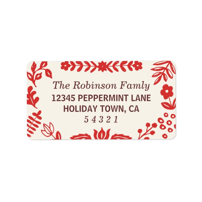 Folk Art Holiday Address Labels (Front)