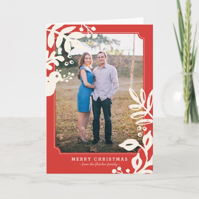 Folk Art Holiday Photo Greeting Card (Front)