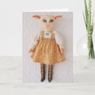 Folk Art Lamb Doll Easter Card
